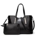 Vintage Oil Wax Leather Ladies One-shoulder Messenger Mother-and-child Bag - Black