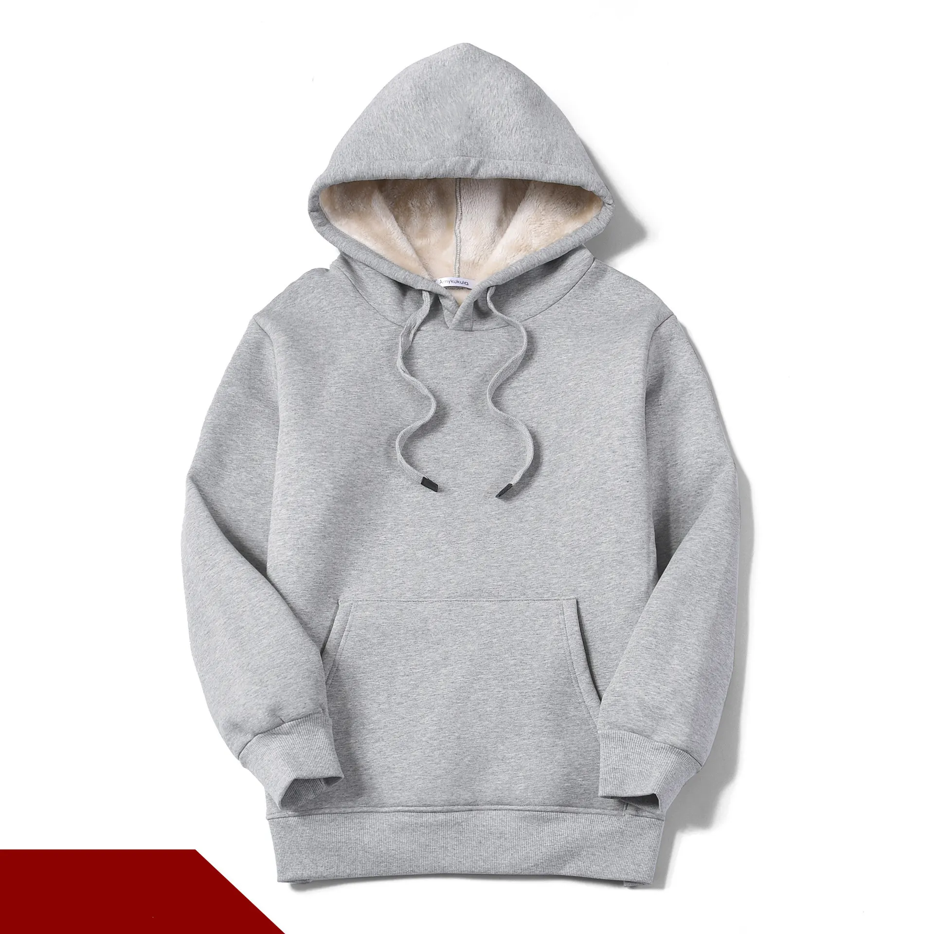 Ladies Fleece Winter Jacket Thick Plus Size Pullover Top - Light Grey