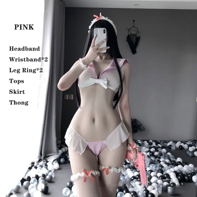 Underwear Sexy Miniskirt Uniform School Uniform Pink - Shop at LoveMi
