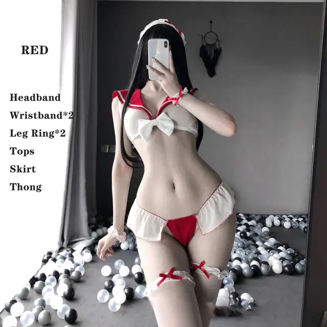 Underwear Sexy Miniskirt Uniform School Uniform Red - Shop at LoveMi
