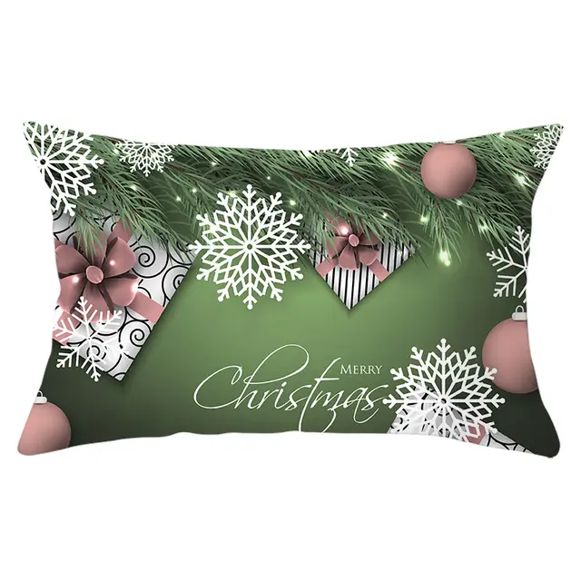 Green Series Christmas Peach Skin Print Pillowcase 39Style - Shop at LoveMi