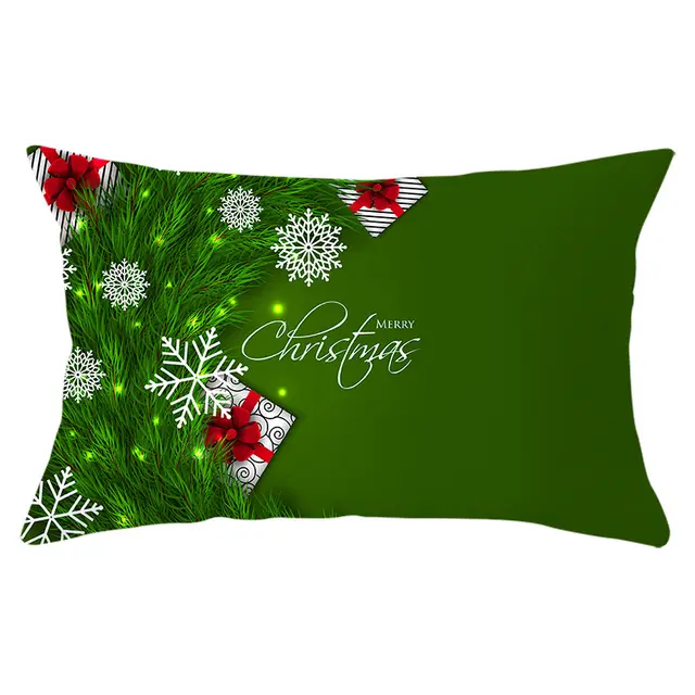 Green Series Christmas Peach Skin Print Pillowcase - Shop at LoveMi