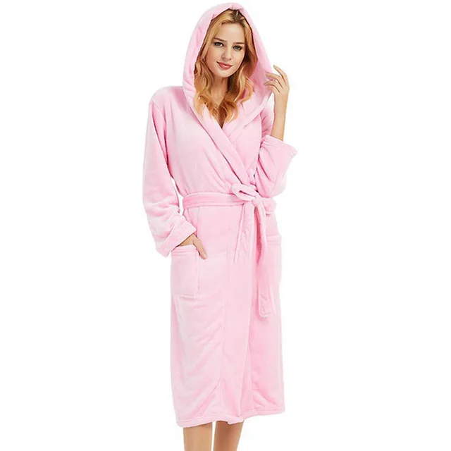 Women's Minimalist Plus size Extended Bathrobe With Long Pink - Shop at LoveMi