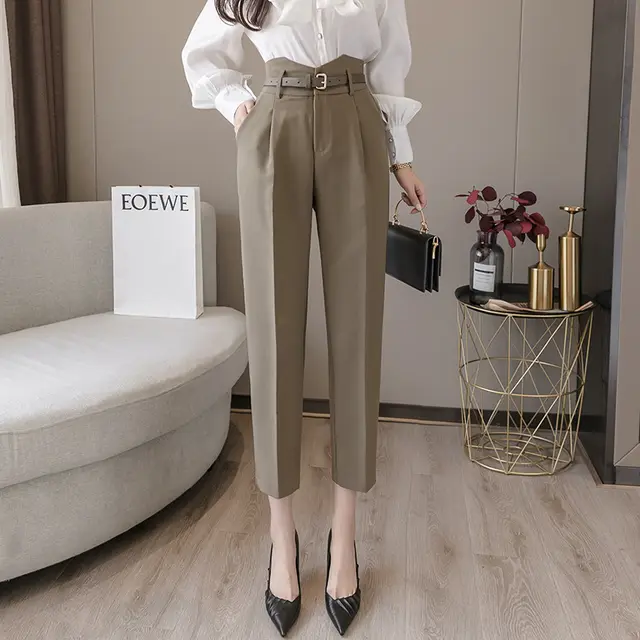 Straight Drape Carrot Pants Summer Casual Pants Army Green - Shop at LoveMi