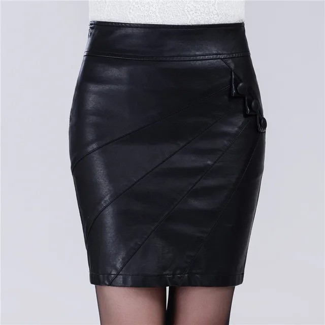 Fashion Sexy Slim High Waist PU Leather Skirt Black - Shop at LoveMi