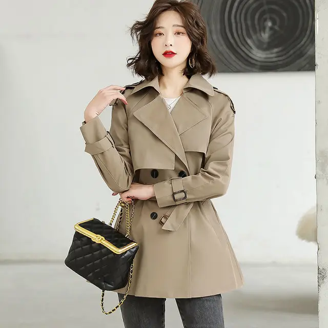 Mid length Tooling British Style Temperament Was Thin Spring Coat Women Khaki - Shop at LoveMi
