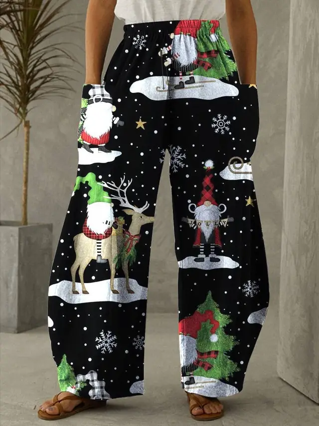 New Christmas Style Street Hipster Mid waist Wide leg Pants 3 Style - Shop at LoveMi