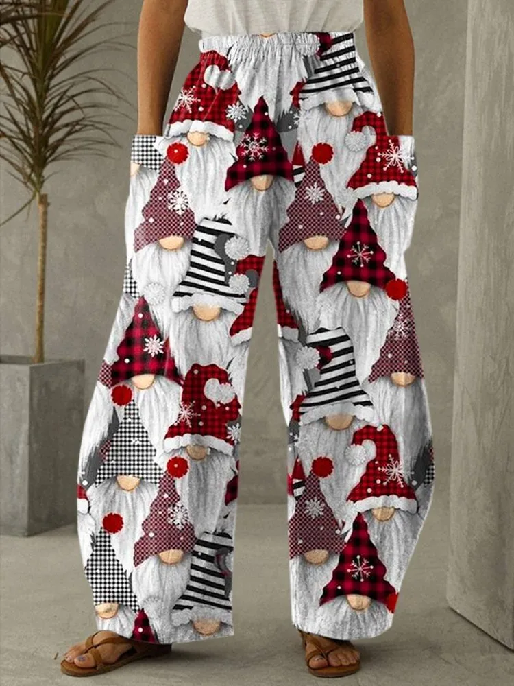 New Christmas Style Street Hipster Mid-waist Wide-leg Pants - 5 Style-3Xl