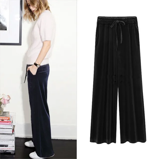 Women's Loose Large Size High Waist Casual Wide leg Pants Black - Shop at LoveMi