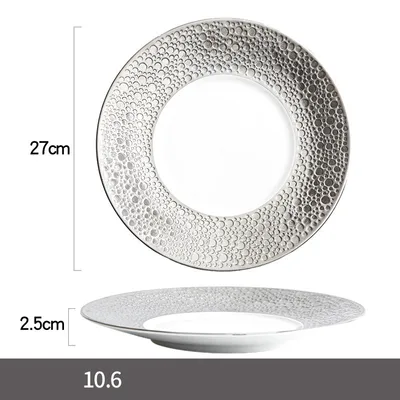 Golden Ceramic Meteorite Pattern European Style Dinner Plate Steak Plate Silver - Shop at LoveMi