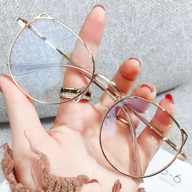 Women's Cute Anti blue Light White Flat Mirror Gold - Shop at LoveMi