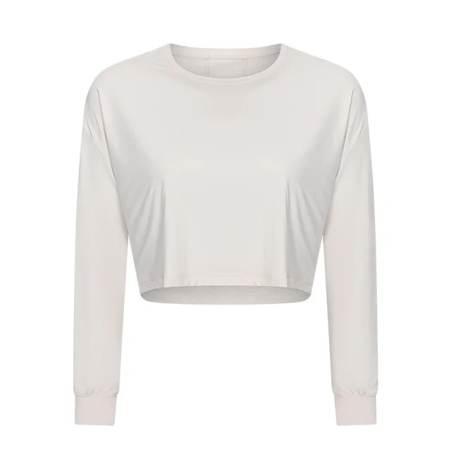 Jacquard Yoga Clothes Loose And Quick drying Fitness Long Sleeves White - Shop at LoveMi