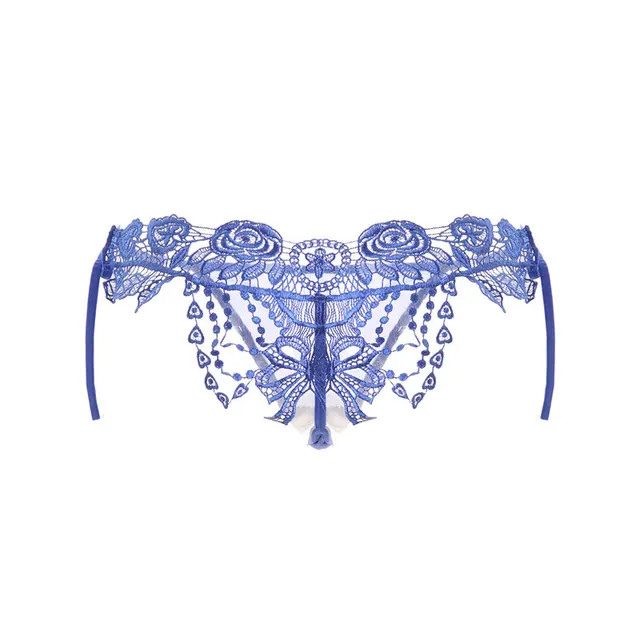 Erotic Lingerie Sexy Transparent Lace Large Size Panties Blue - Shop at LoveMi