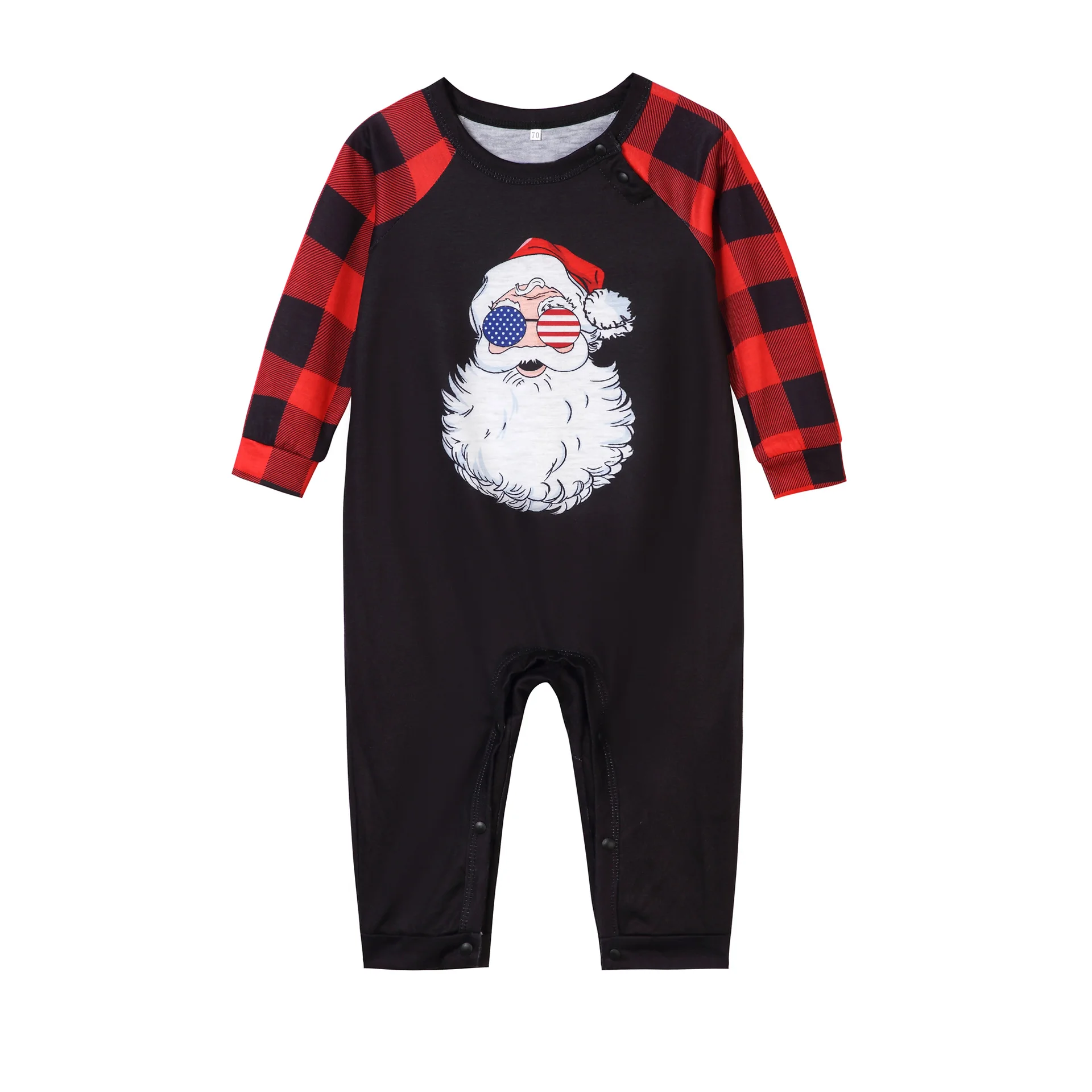 Christmas Printed Home Wear Santa Head Pattern Parent-child Wear Set - Reddish Black