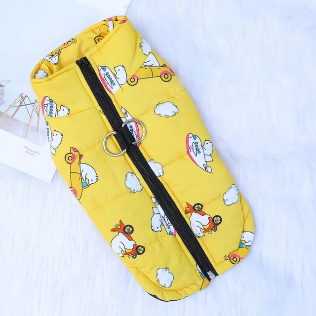 Dog Clothes Pet Winter Thick Warm Cotton Vest Yellow - Shop at LoveMi