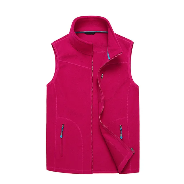 Outdoor Fleece Vest Couple Style Outerwear Jacket Rose Red - Shop at LoveMi