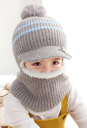 Plus Velvet Thickened Cold And Warm Baby Face Mask Women Grey - Shop at LoveMi