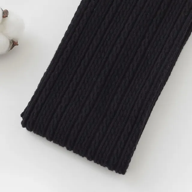 Pure Color Knitted Linen Pattern Slimming Leggings Black - Shop at LoveMi