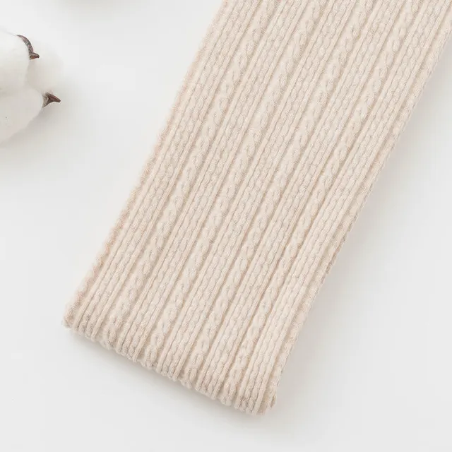 Pure Color Knitted Linen Pattern Slimming Leggings Milk Coffee - Shop at LoveMi