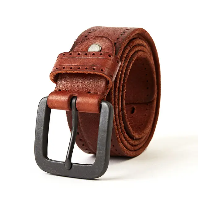 Men's Leather Belt Pin Buckle Top Layer Cowhide Casual Simple Brown - Shop at LoveMi