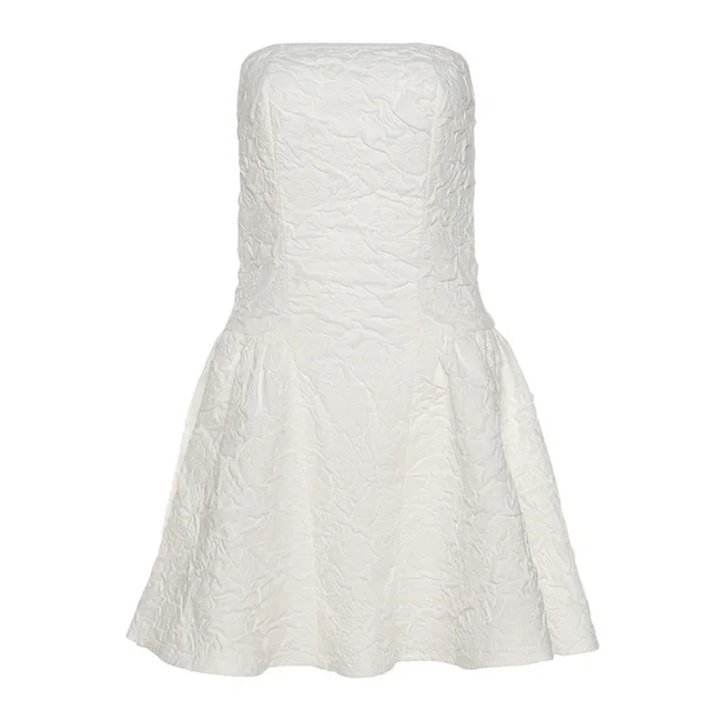 High Waist Slim Sexy Zipper Tube Top Halter Dress Women White - Shop at LoveMi