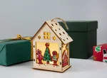 Christmas Decorations Wooden House Luminous Colored Cabin Decoration Ornaments - Type B