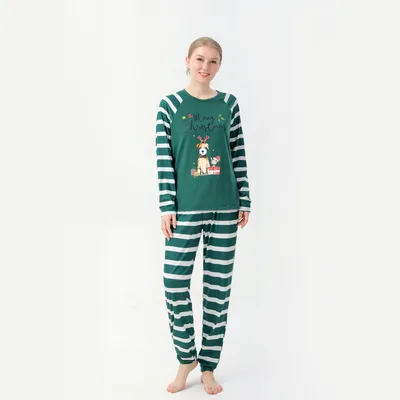 Family European And American Christmas Parent child Printed Pajamas Set Green - Shop at LoveMi