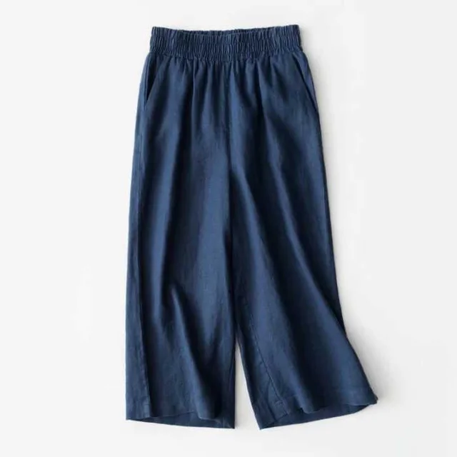Fashion Thin Linen Loose Plus Size Pants Blue - Shop at LoveMi