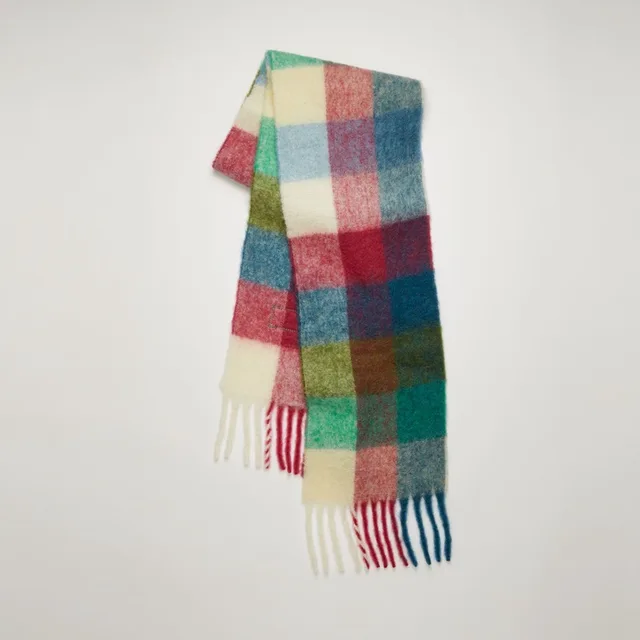 Scarf Female Color Thick Plaid Thick Tassels To Keep Warm Without Labelblue And White - Shop at LoveMi