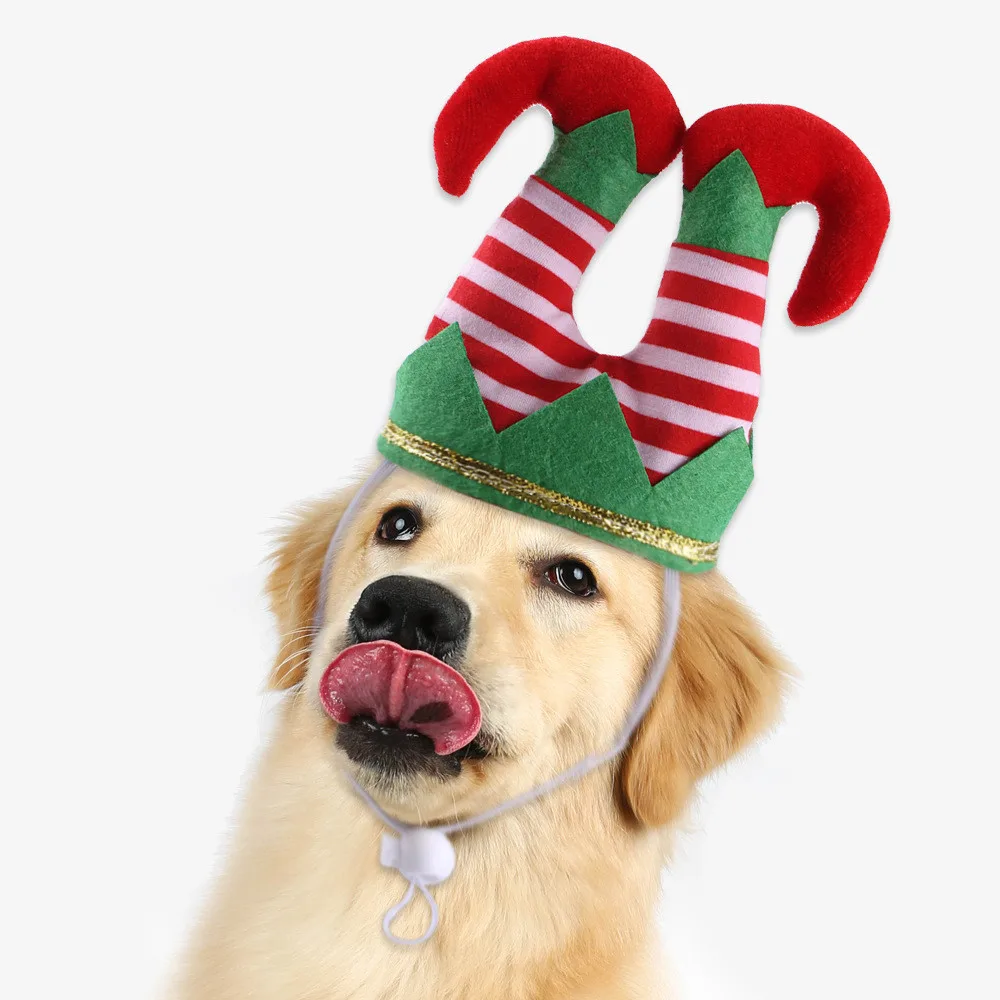 Pet Christmas Funny Striped Clown Hat Dog Ornaments Supplies Accessories Photo Color - Shop at LoveMi