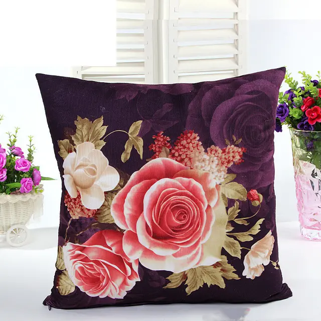 Peony Printing And Dyeing Classic Throw Pillow Cushion Cover Purple - Shop at LoveMi