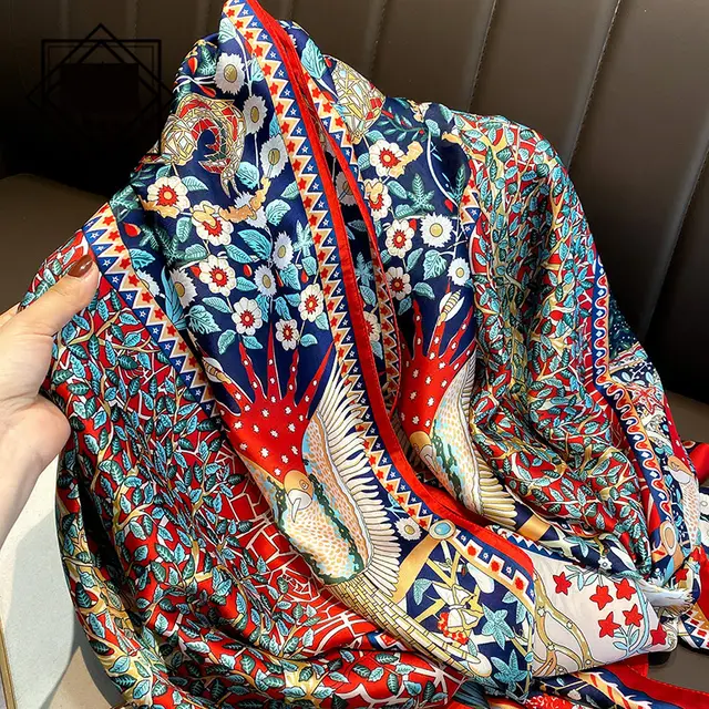Summer Silk Women's Thin Section Fashion Lengthened Scarf Shawl 21112Red - Shop at LoveMi