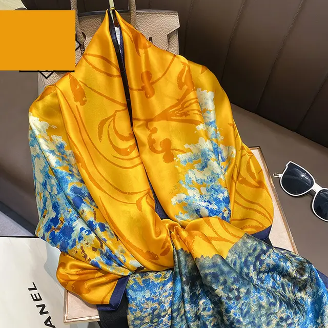 Summer Silk Women's Thin Section Fashion Lengthened Scarf Shawl 22215Yellow - Shop at LoveMi