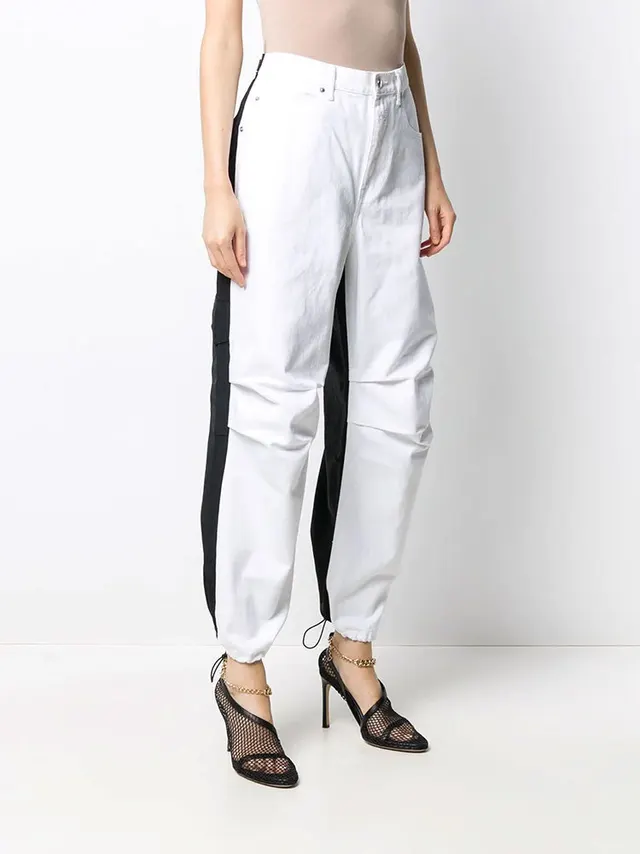 Personality Stitching Casual Jeans Elastic Overalls White - Shop at LoveMi