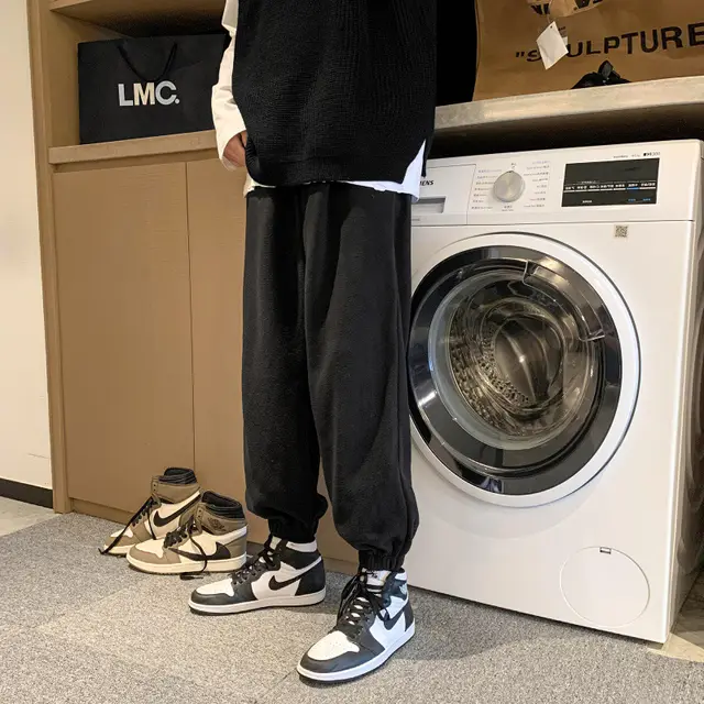 Men's Plus Velvet Thick Warm Casual Pants Loose Feet Black - Shop at LoveMi