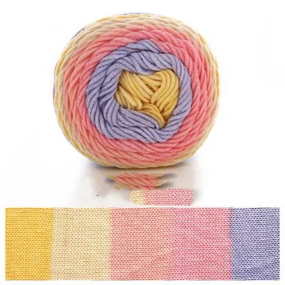 5 Strands Dyed Rainbow Cotton Milk Cotton Hand woven Scarf Pillow Gradient Color Wool O - Shop at LoveMi