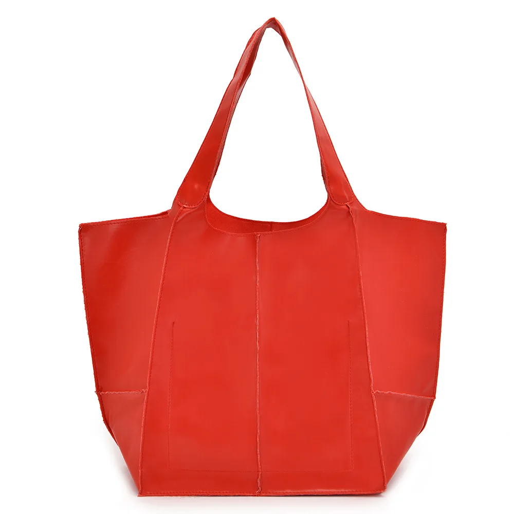 Shoulder Handbag Vintage Oil Wax Leather Soft Leather Red - Shop at LoveMi