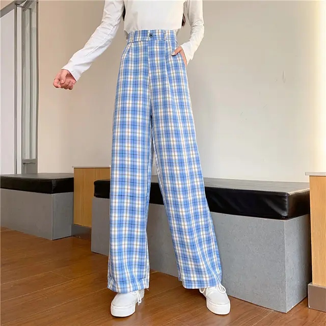 Large Size Plus Size MM Drape Mopping Pants Trousers Straight Loose Pants Blue - Shop at LoveMi
