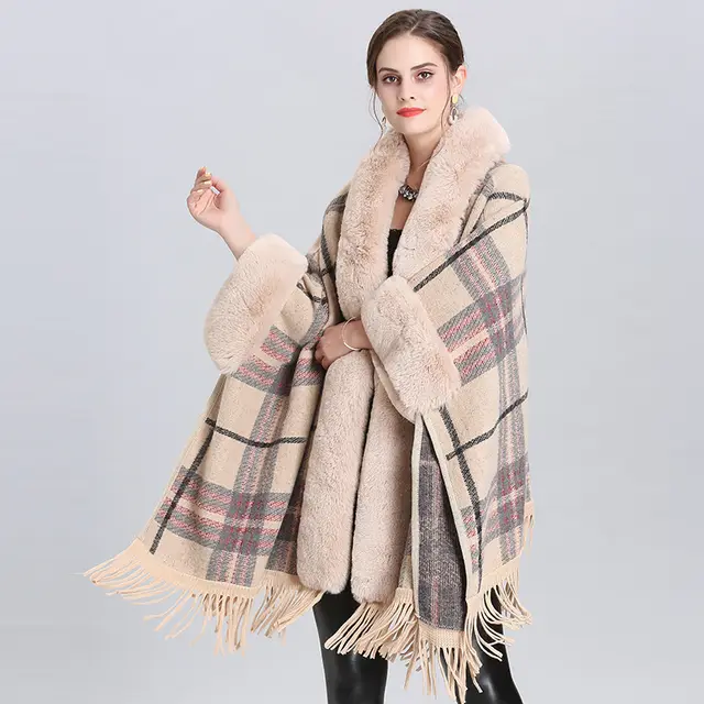Hooded Tassel Knitted Cardigan Coat Cloak Shawl 1Beige - Shop at LoveMi