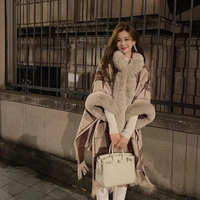 Hooded Tassel Knitted Cardigan Coat Cloak Shawl Photo Color - Shop at LoveMi