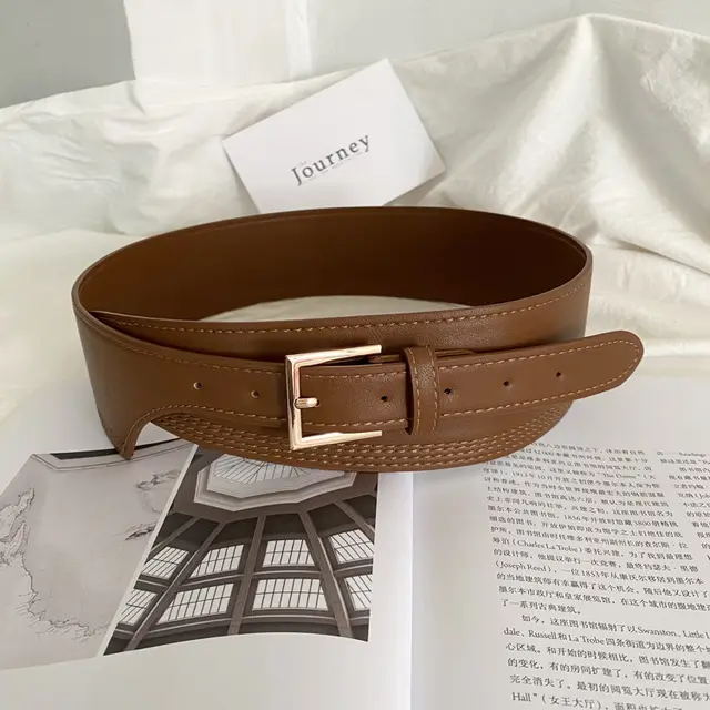 Women's Waistband Wide European And American Irregular Fashion Decorative Jacket Brown - Shop at LoveMi