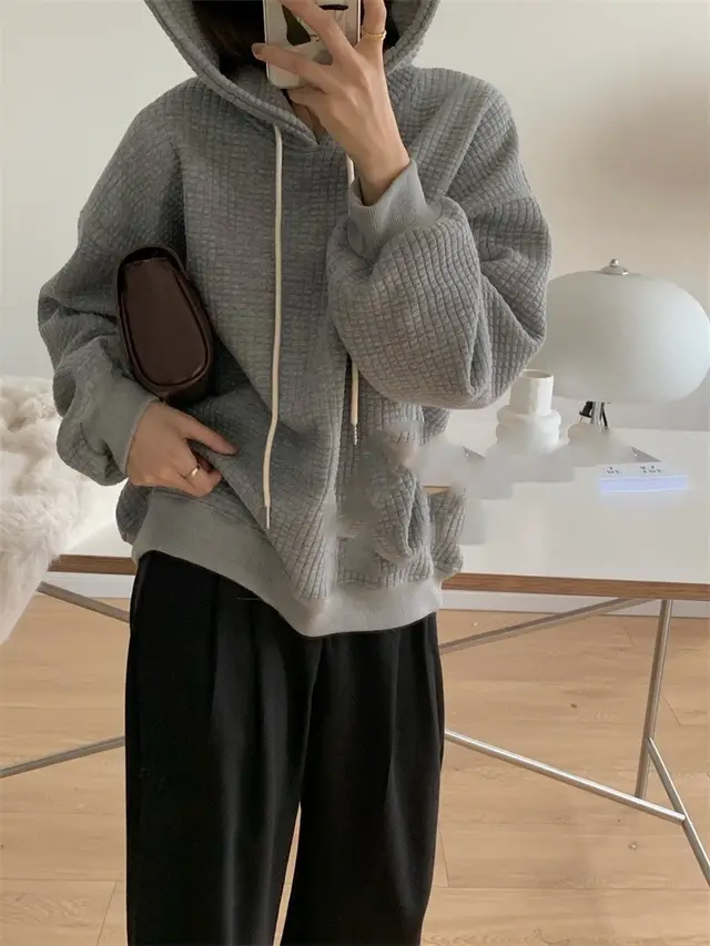 Hooded Sweater Women Lazy Winter New Loose Top Grey - Shop at LoveMi