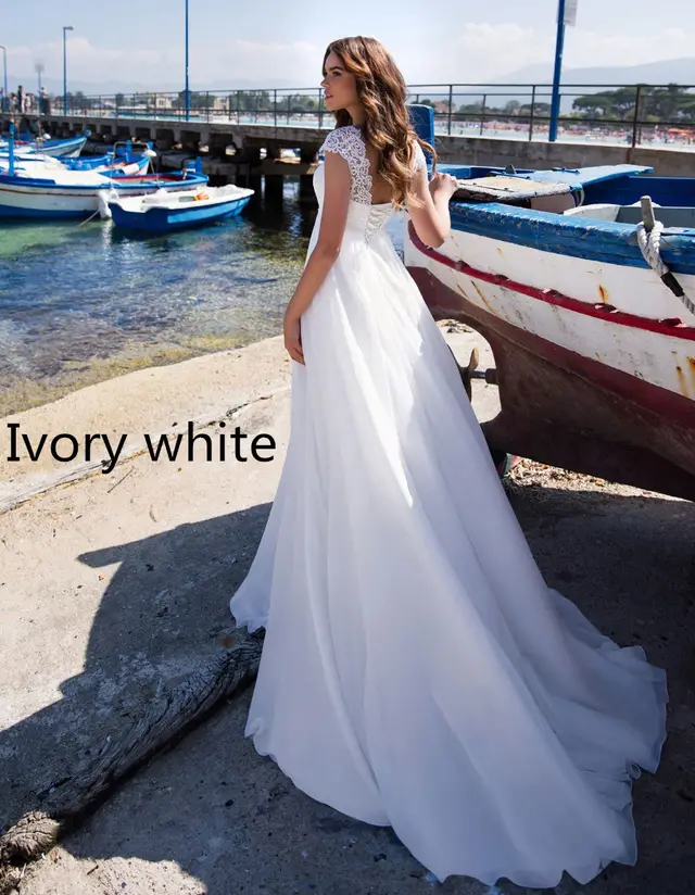 Lace Deep U Neck Travel Shot Small Trailing Soft Yarn Looks Thin Ivory White - Shop at LoveMi
