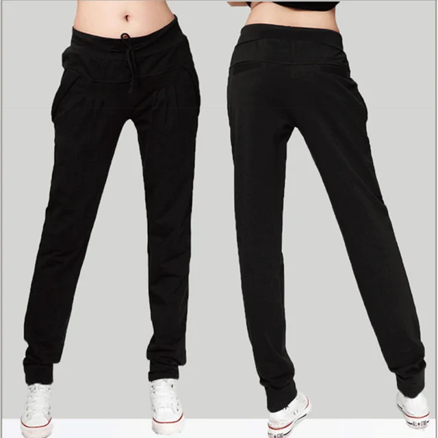 Sports And Leisure Women's Cotton Straight Loose Trousers Black - Shop at LoveMi