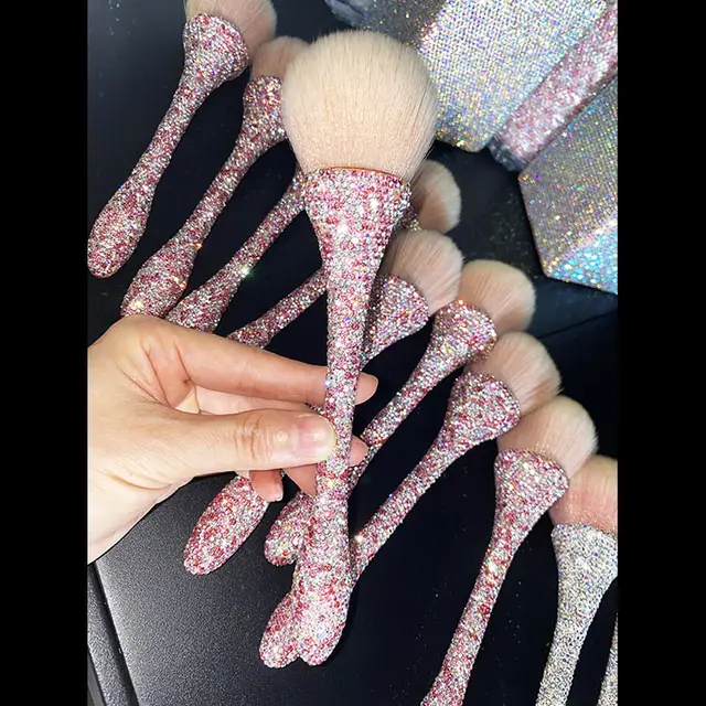 Diamond Studded Small Waist Makeup Full Of Diamond Goblet Loose Powder Brush Pink - Shop at LoveMi