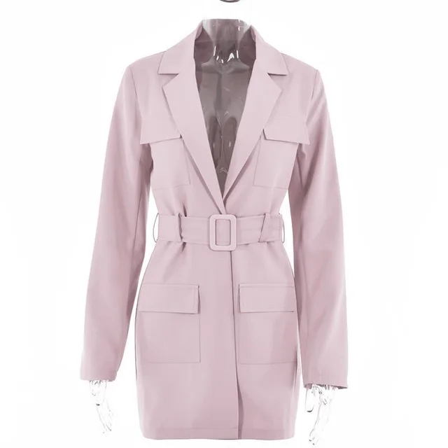 Lapel Long Sleeve Plus Size Fashion Jacket Pink - Shop at LoveMi