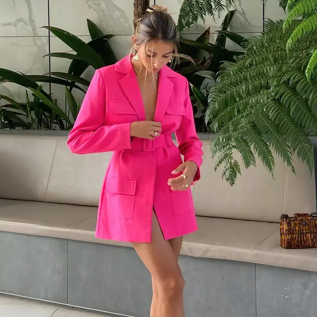 Lapel Long Sleeve Plus Size Fashion Jacket Rose Red - Shop at LoveMi