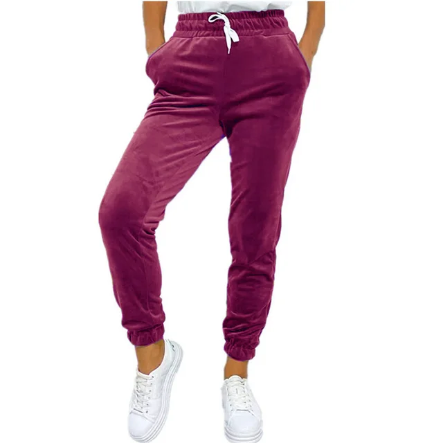 Ladies Lace up Breathable Casual Sports Pants Pink - Shop at LoveMi