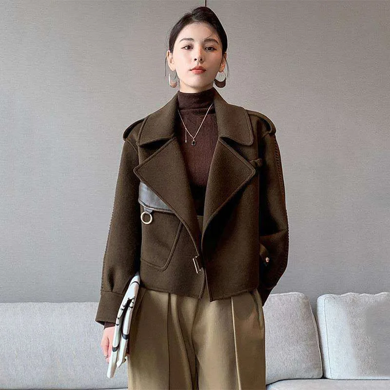 Western Style All match Temperament Small Woolen Coat Green - Shop at LoveMi