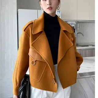 Western Style All-match Temperament Small Woolen Coat - Orange